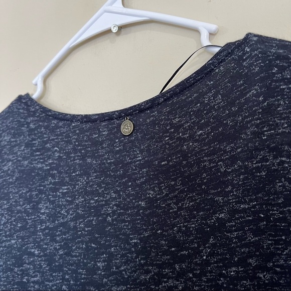 Soft Surroundings button front high low hem scoop neck tunic top navy - Picture 6 of 10